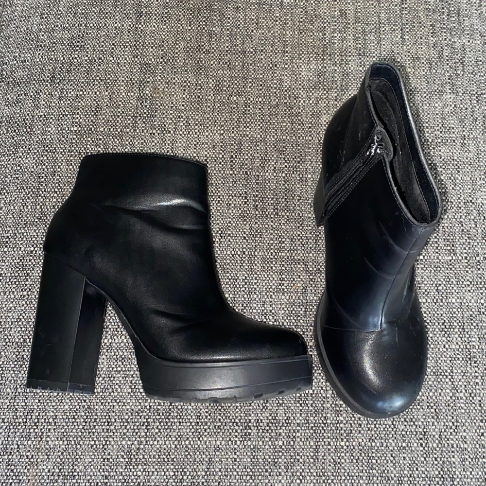 Black platform booties
